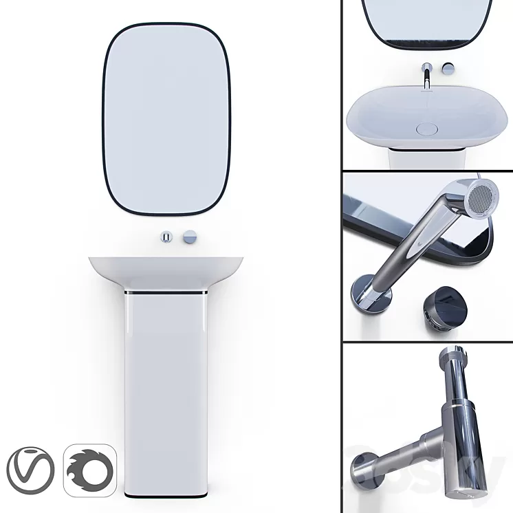 PURE Krion / ESPEJO PURE NEGRO / Bathroom Taps TONO / Siphon Noken