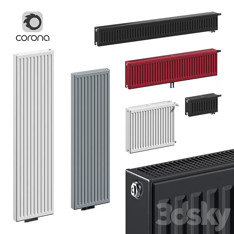 Purmo Compact C 22 Ventil CV 22 Vertical VR 21C Ventil M CVM 22 3D Model