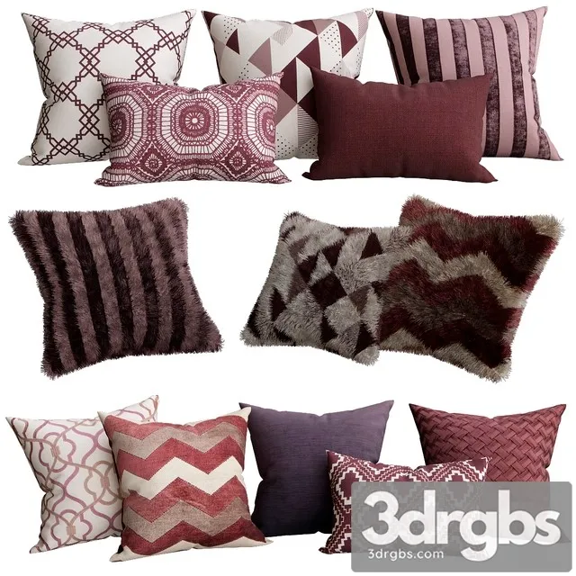 Purple Collection of Decorative Pillows 3D Model Free