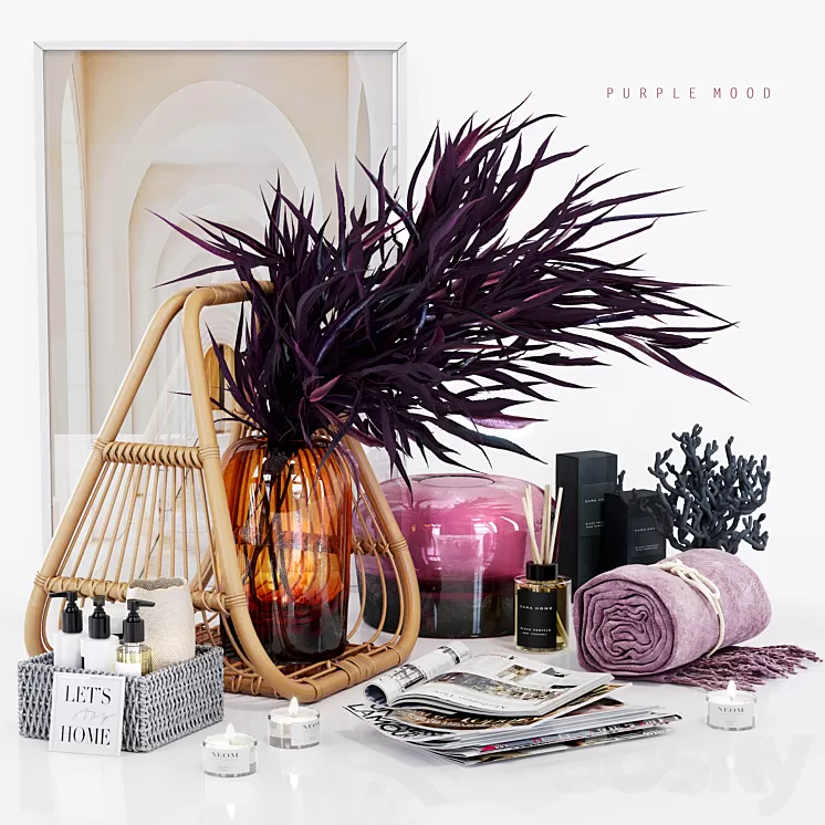 PURPLE MOOD _ Decorative set 3D Model