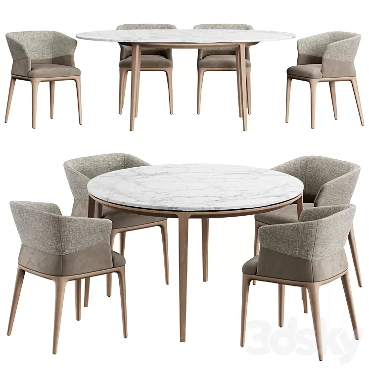 Quad Chair Dinning Set M 3D Model Free