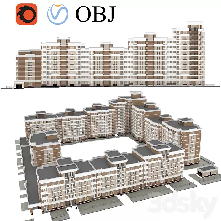 Quarterly building - apartment building 3D Model