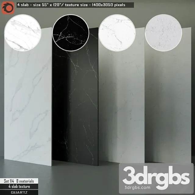 Quartz slab set 114 3D Model Free