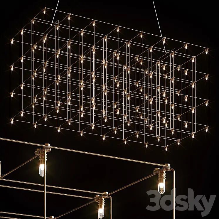 QUASAR UNIVERSE SQUARE TRIPLE SUSPENSION LAMP 875 cm 3D Model Free
