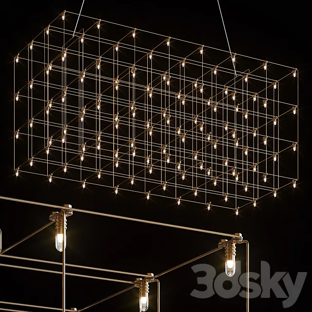 QUASAR UNIVERSE SQUARE TRIPLE SUSPENSION LAMP 875 cm 3D Model