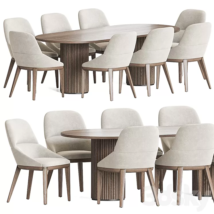Queen Chair Campbell Table Dining Set 3D Model Free Download