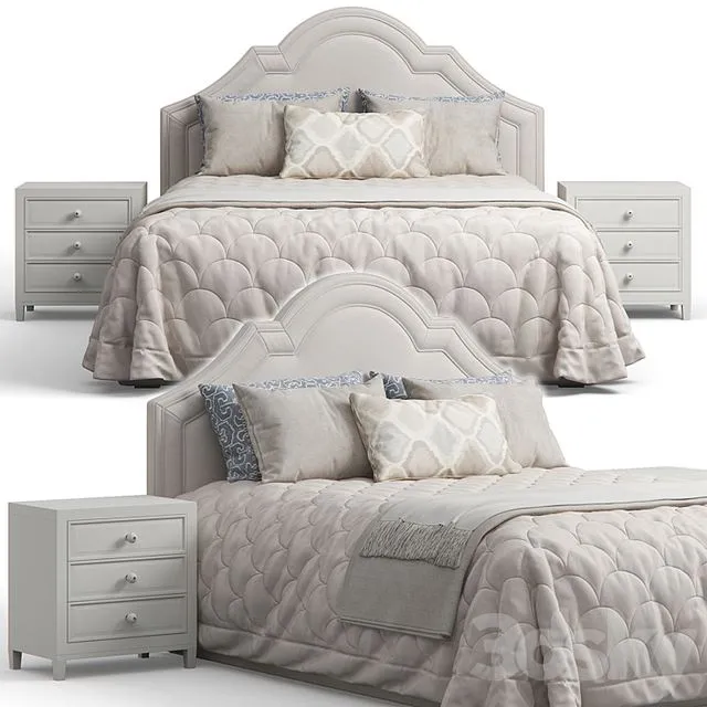 Queen Madison Crown Headboard Bed 3D Model