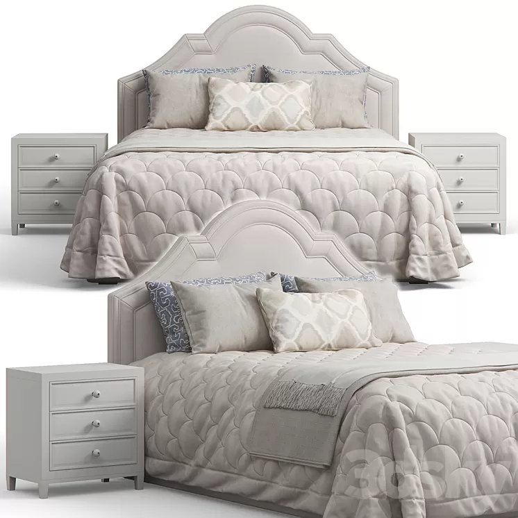 Queen Madison Crown Headboard Bed 3D Model Free