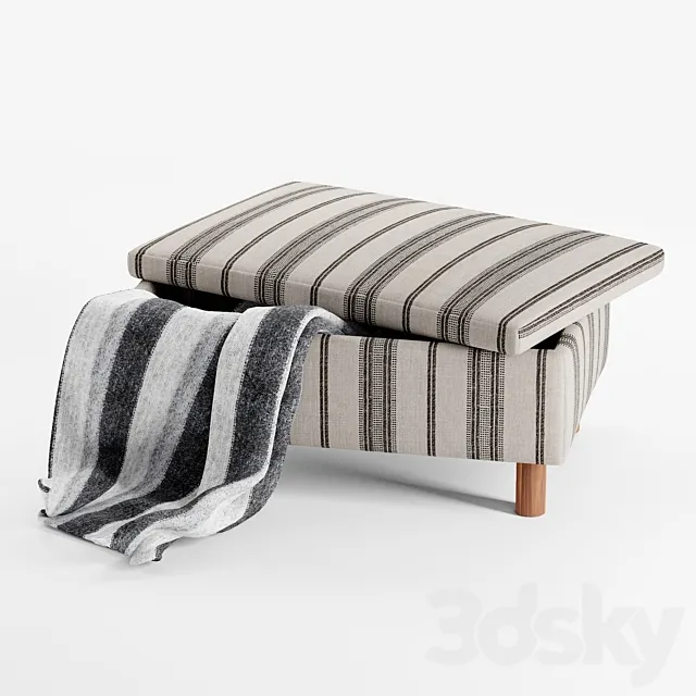Quinn striped ottoman 3D Model