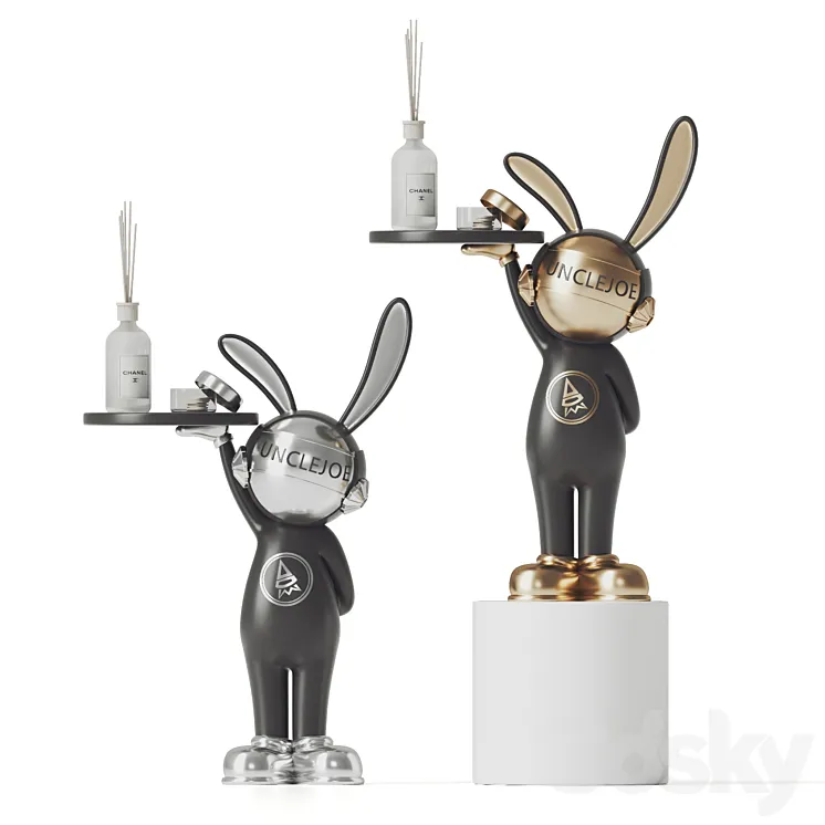 Rabbit sculpture shelving 3D Model Free