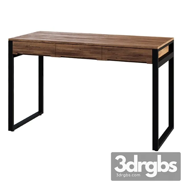 Rabochii Stol Modern Wooden Natural Black Office Desk With Drawers Metal Legs Pismennyi Stol 3D Model Free