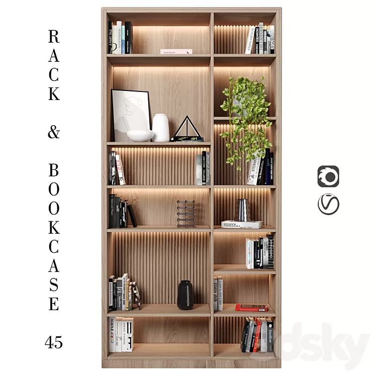 Rack and Bookcase 3D Model