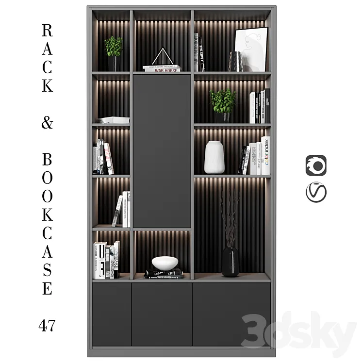 Rack and Bookcase 47 3D Model Free