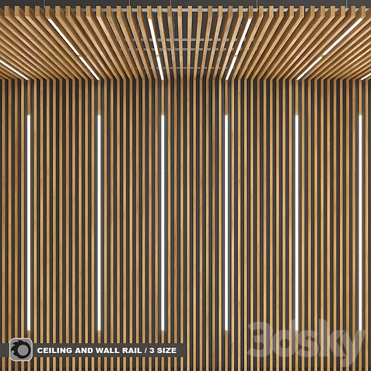 Rack ceiling and wall with built-in lights / TAGinterio 3D Model