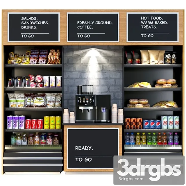 Rack In Supermarket With Breakfast Cereals Sweets And Coffee Machine Supermarket 3D Model Free