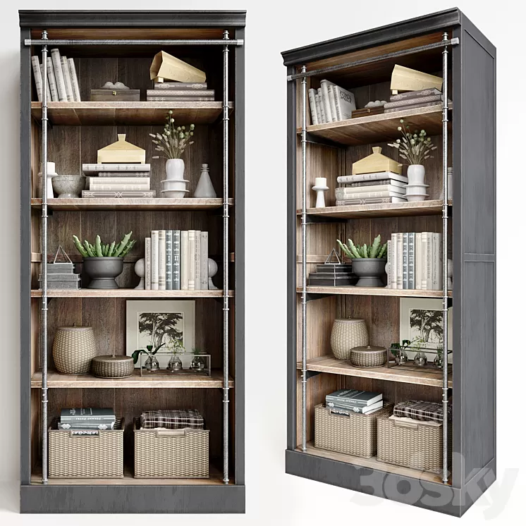 Rack Pottery Barn Gavin Reclaimed Wood Bookcase 3D Model