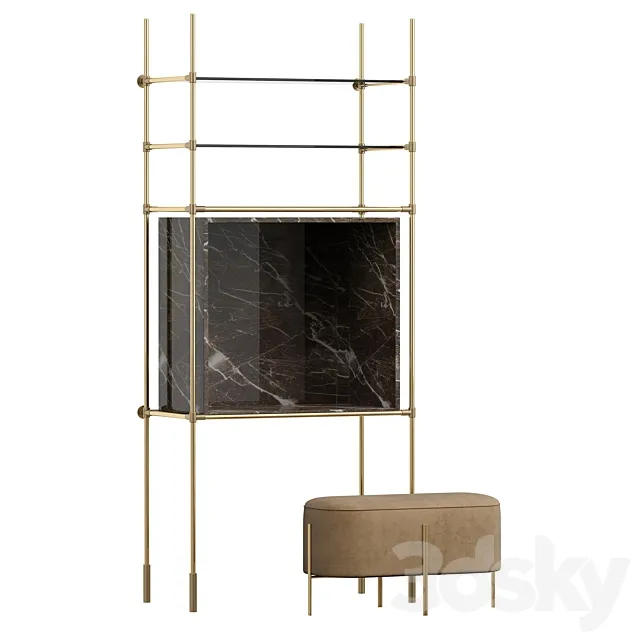 Rack with a padded stool 3 in 1 from My Imagination 3D Model