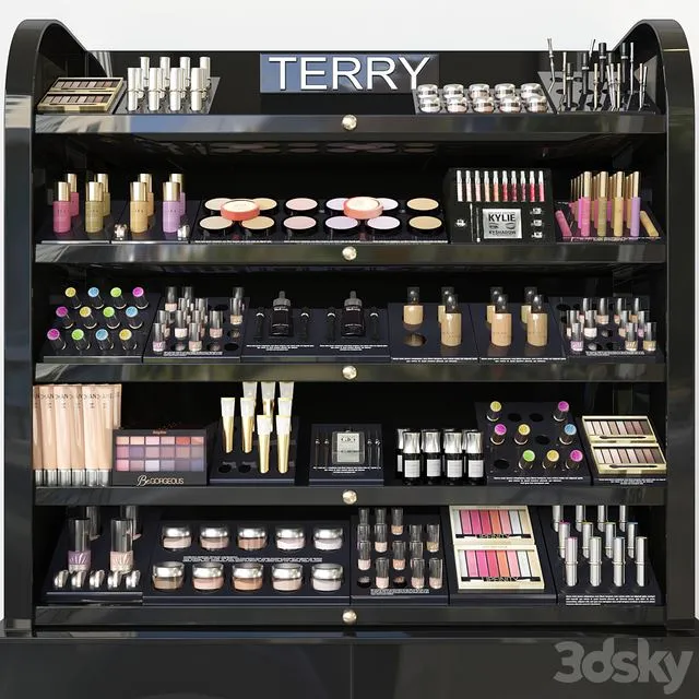 Rack with a set of professional cosmetics in a beauty salon Free Download