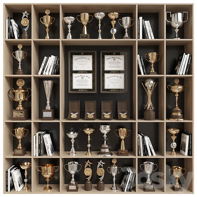 Rack with awards and books Free Download