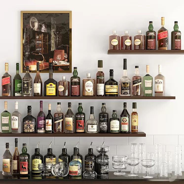 Rack with strong alcohol. Bar 5 3D Model