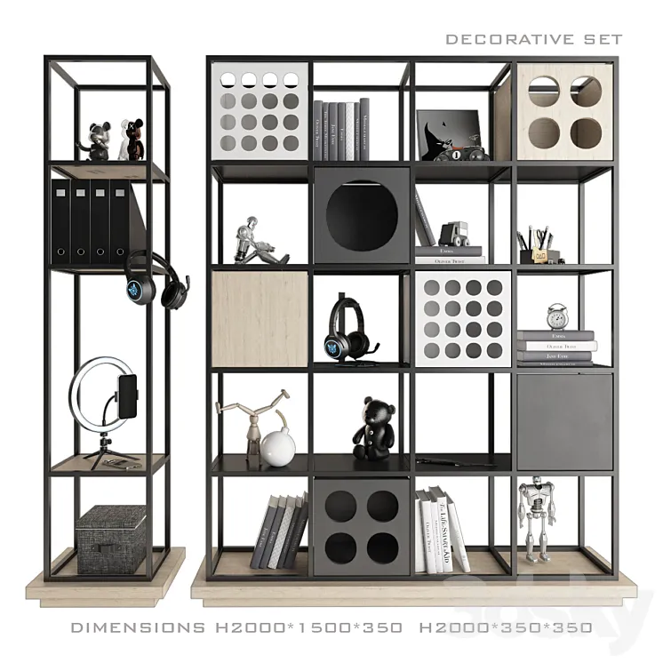 rack with toys and books 4 3D Model Free