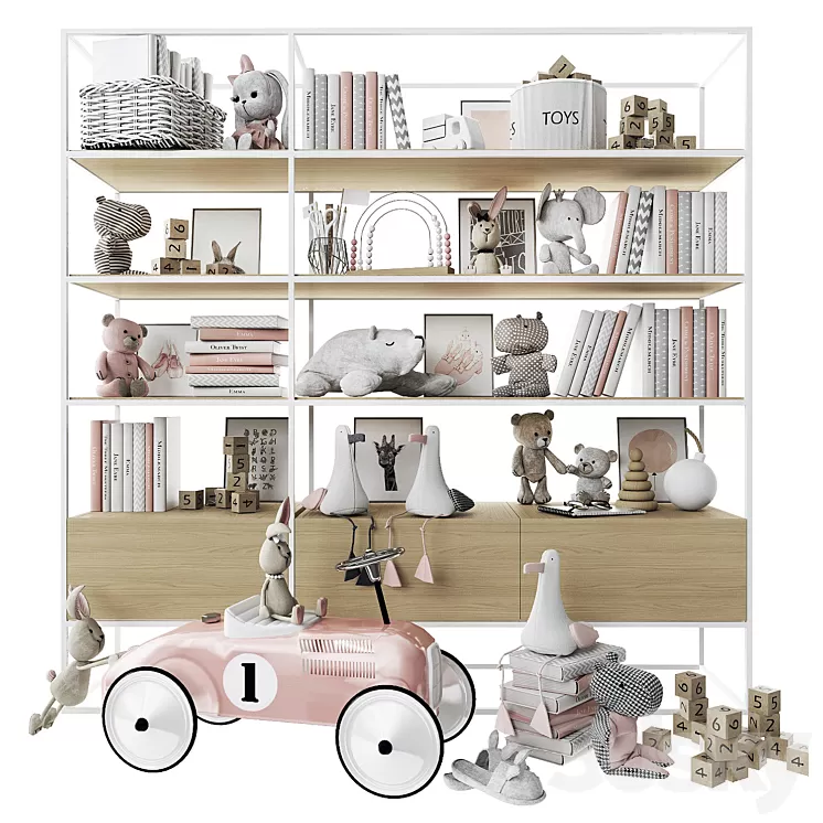 Rack with toys and books_2 3D Model