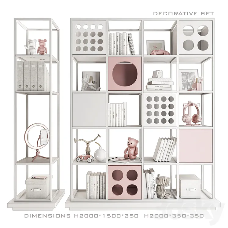 Rack with toys and books_5 3D Model Free