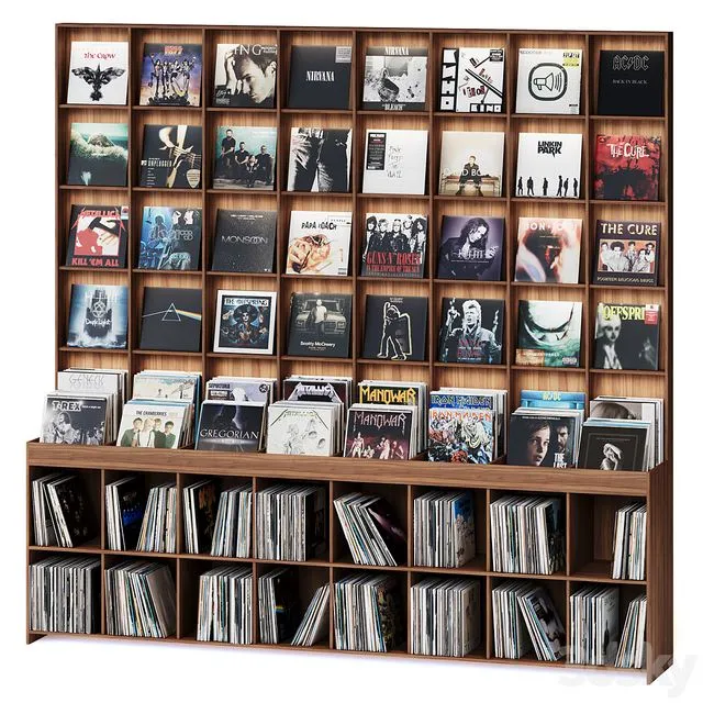 Rack with vinyl records for home or store 3D Model