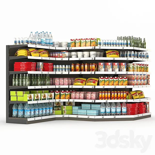 Racks for the store with filling. 3DModel