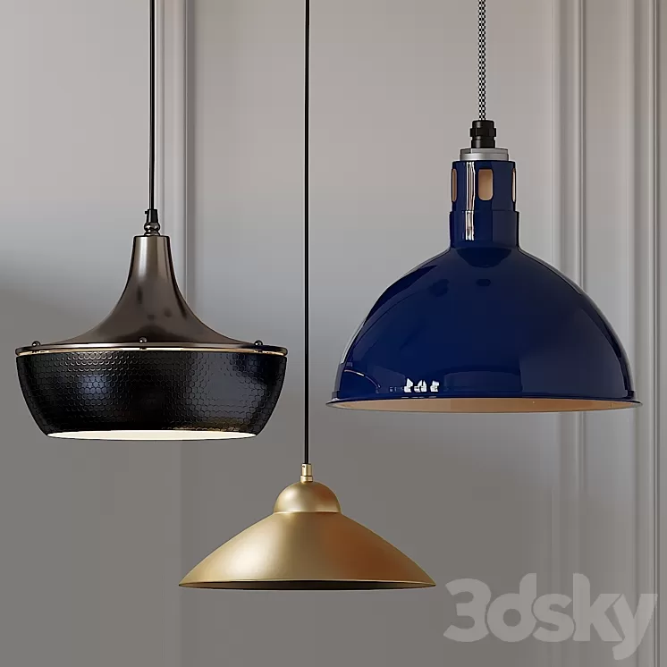 Rae Wesco Vented Cord and Small Cone Pendants 3D Model