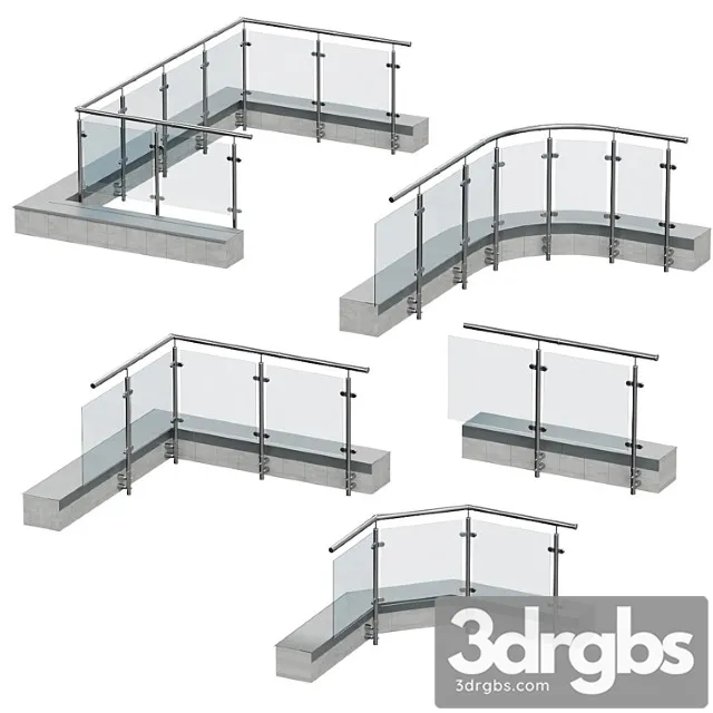 Railings for balconies terraces 5 models 3D Model Free