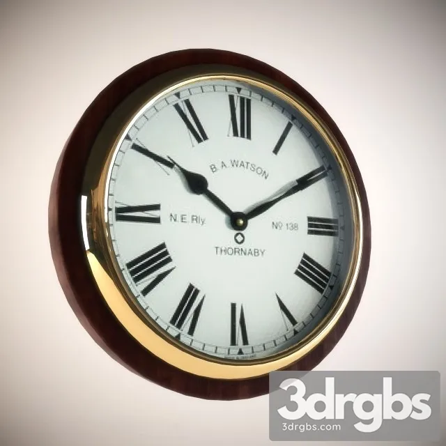 Railway Station Wall Clock 3D Model Free