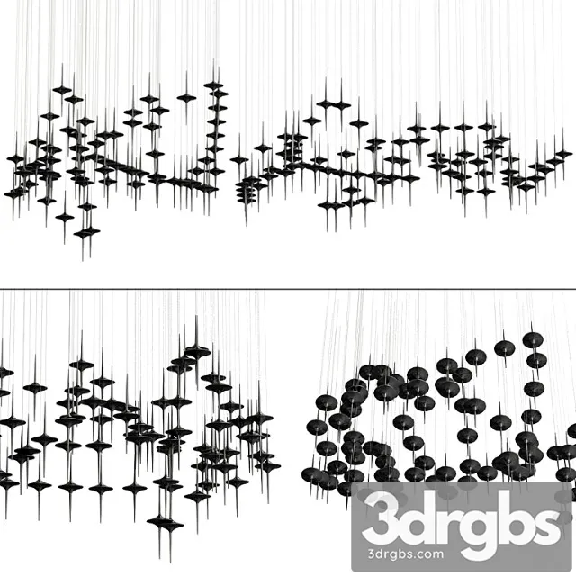 Rain black pendant lamp 3D Model Free