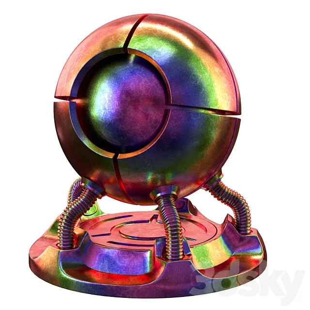 Rainbow metal material 3D Model