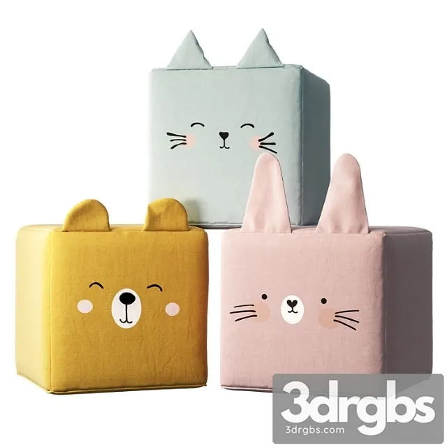 Rainbow Poufs By Yellow Tipi 3D Model Free