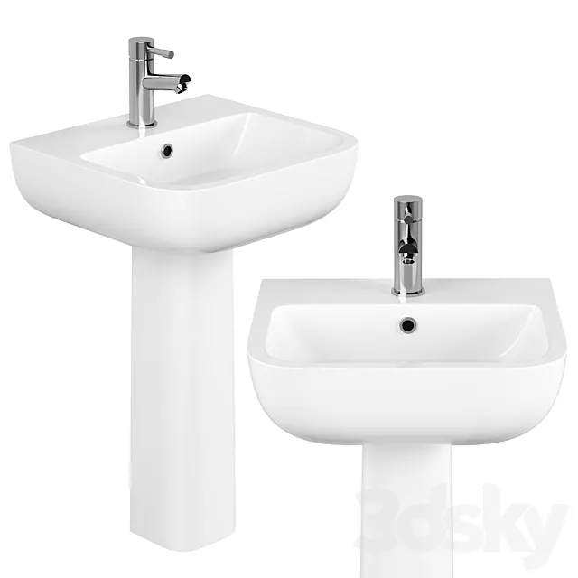 RAK Series 600 40cm Basin With Full Pedestal 3D Model