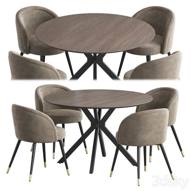 Ralf table Chloe chair dining set 3D Model