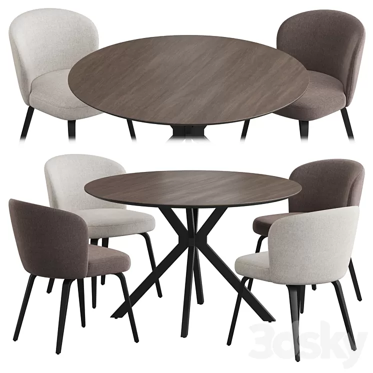 Ralf table Halard chair Dining set 3D Model Free