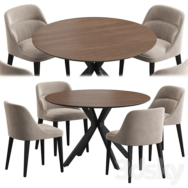 Ralf table Jackie chair dining set 3D Model