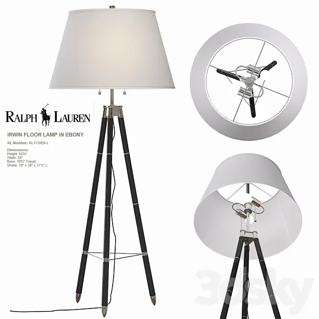 Ralph Lauren IRWIN FLOOR LAMP IN EBONY RL1720EB-L 3DModel
