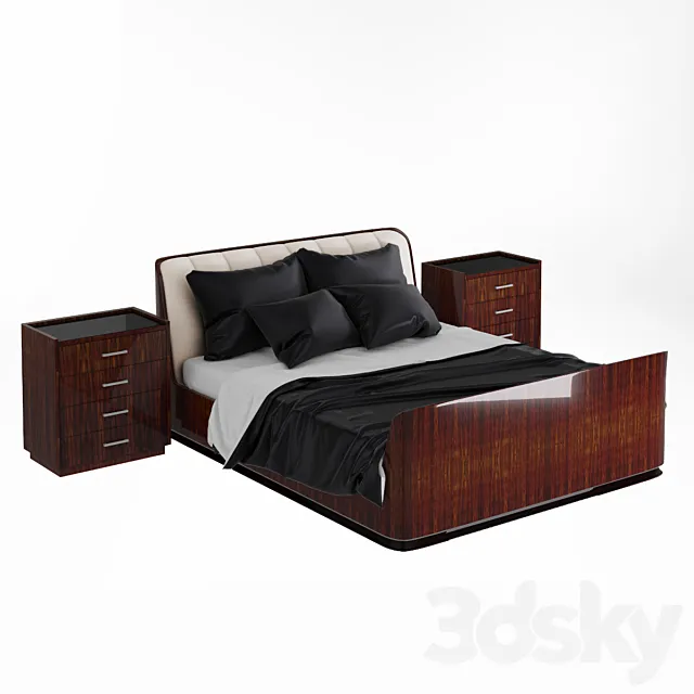 Ralph Lauren Modern Metropolis Channeled Queen Bed 3D Model