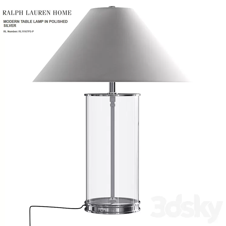 Ralph Lauren MODERN TABLE LAMP IN POLISHED SILVER 3D Model