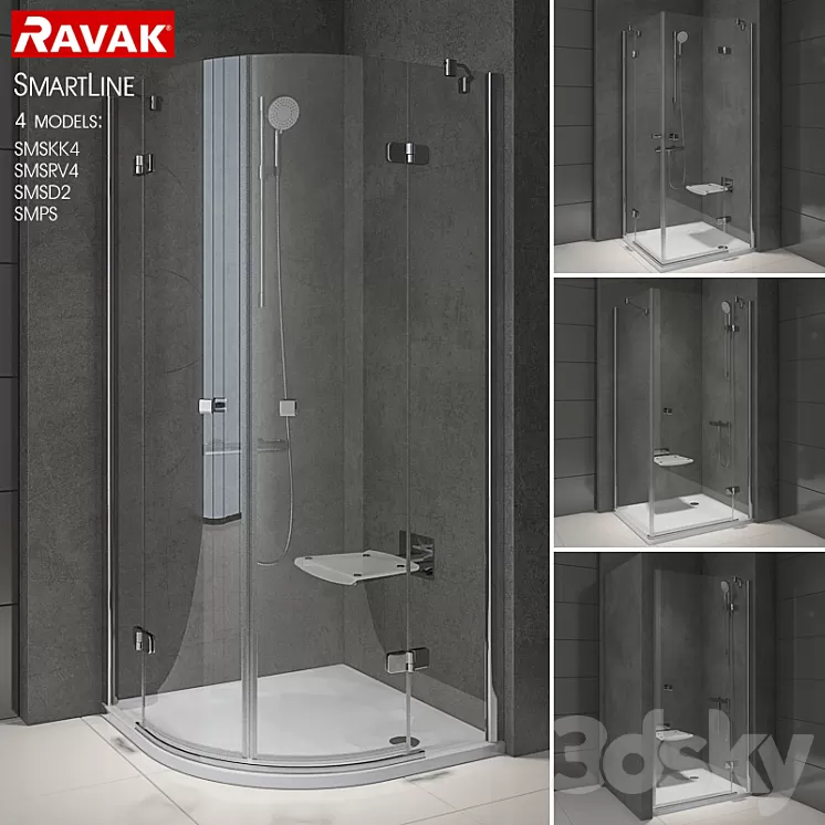 Range of showers Ravak SmartLine 3D Model