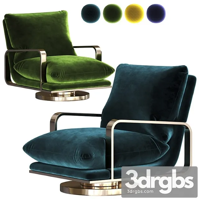 Rare Milo Baughman Brass Base Swivel Lounge Chairs Pair 3D Model Free