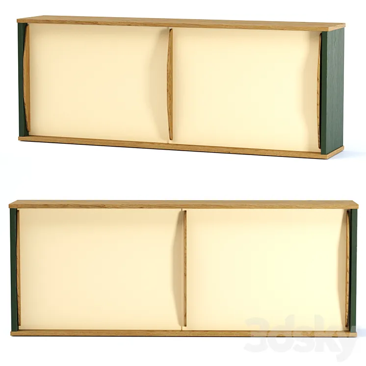 Rare wall-mounted sideboard by Jean Prouve / Wooden hanging cabinet 3D Model Free