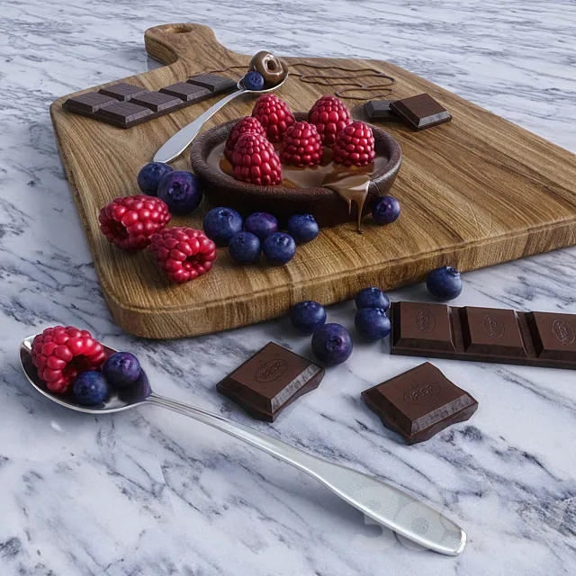 Raspberry and chocolate 3D Model