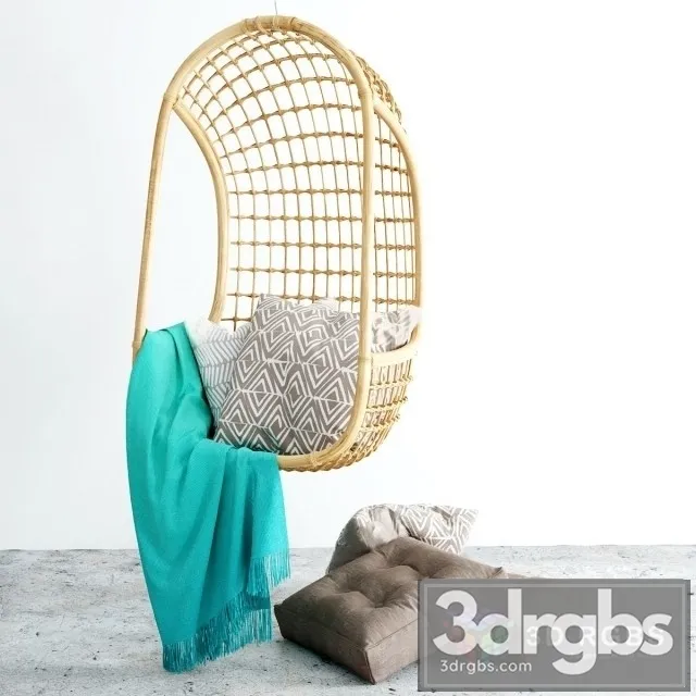 Ratan Hanging Outdoor Chair 3D Model Free