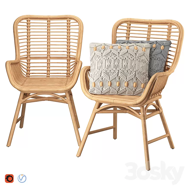 Rattan Accent Chair 3D Model