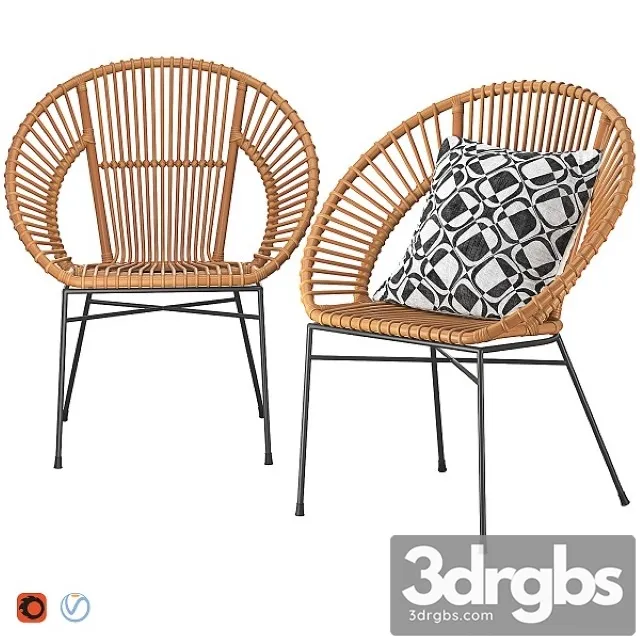 Rattan Accent Chair Natural Sarita 3D Model Free