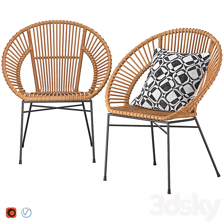 Rattan Accent Chair Natural Sarita 3D Model Free
